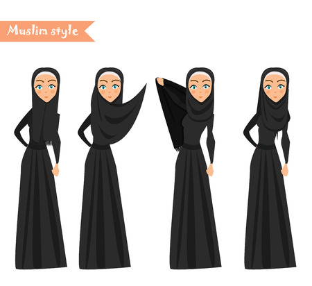 Femme Musulmane Porte Le Hijab Des Instructions Sur La Facon De Porter Le Hijab Clip Art Libres De Droits Vecteurs Et Illustration Image 63882353