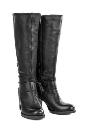 Schwarze Stiefel Mit Blumenmuster Isoliert Auf Weißem Schwarze Stiefel mit floralem Muster — Stockfoto © Violin