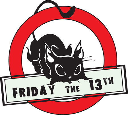 Friday the 13th - a symbol of failure - a black cat. vector illustration. Vector Illustration