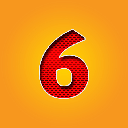 1 つの数字 6 オレンジと黄色の 6 のフォントの色のアルファベット の写真素材 画像素材 Image