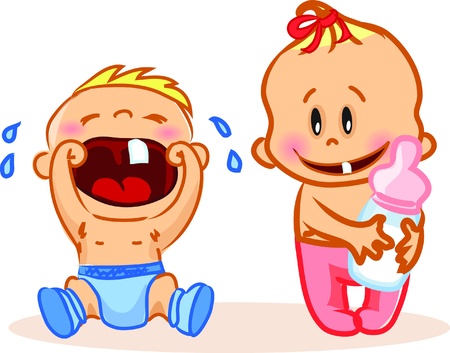illustration of baby boy and baby girl Vector Illustration