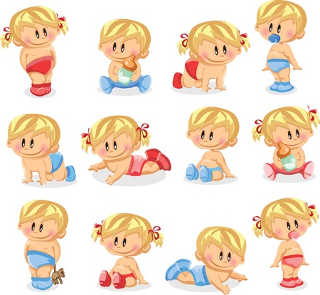 赤ちゃん男の子と女の子の赤ちゃんのイラスト のイラスト素材 ベクタ Image 赤ちゃん男の子と女の子の赤ちゃんのイラスト のイラスト素材 ベクタ Image