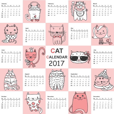 カレンダーの 17 年 毎月の動物のかわいい落書き のイラスト素材 ベクタ Image カレンダーの 17 年 毎月の動物のかわいい落書き のイラスト素材 ベクタ Image