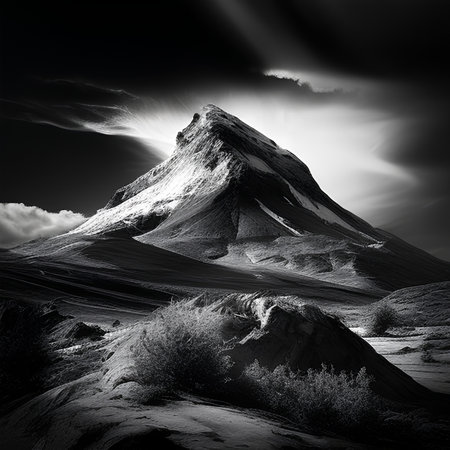 Czarno-biały obraz góry kirkjufell na islandii. Zdjęcie Seryjne