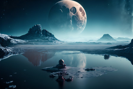 Alien planet - 3d renderowane grafiki komputerowe. skały i księżyc