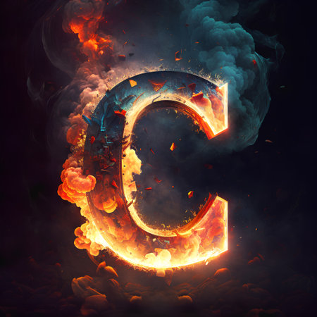 Burning Letter C With Smoke And Fire On Black Background. 3d Rendering Free  Image and Photograph 198374532.