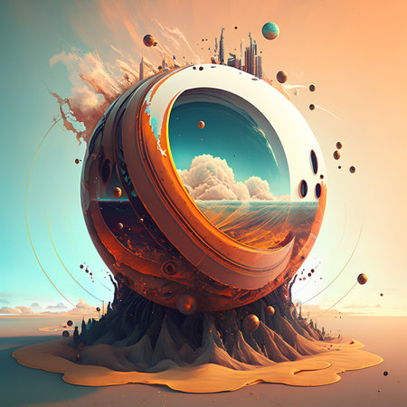 Fantasy planeta w surrealistycznej przestrzeni. renderowania 3d. komputerowy rysunek cyfrowy.