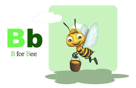 3d rendered illustration of bee with alphabte