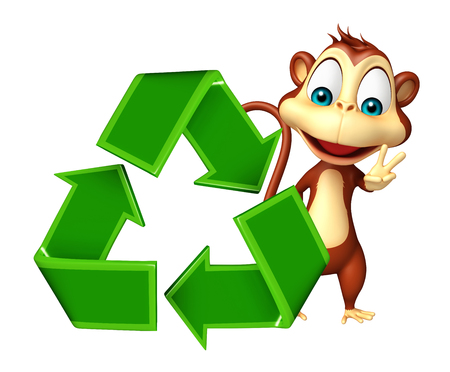 ごみの猿アニメ キャラクターの 3 D レンダリングされたイラストレーション の写真素材 画像素材 Image