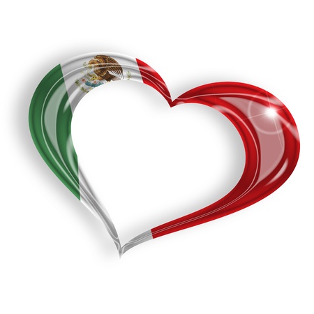 heart with mexican flag colors on white background stock photo