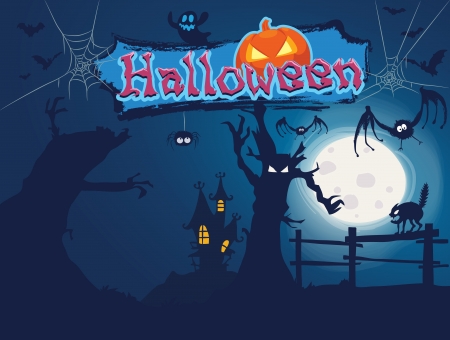 Halloween in the dark forest.