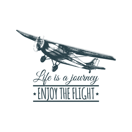 La Vie Est Un Voyage Profitez De La Citation De Motivation Du Vol Retro Affiche D Avion Illustration D Aviation Sous Forme De Gravure Clip Art Libres De Droits Svg Vecteurs Et