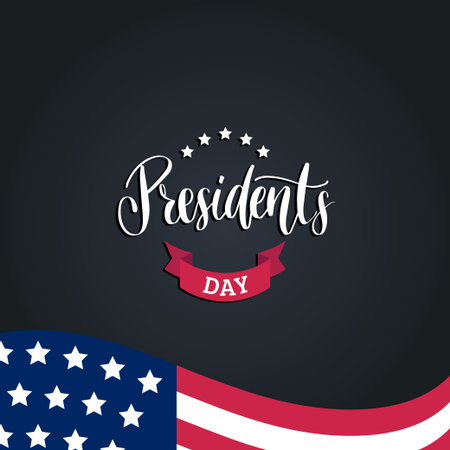 ハッピープレジデントデーはベクトルで手書きのフレーズ 白い背景にアメリカの旗を持つ国民アメリカの休日のイラスト お祝いのポスター グリーティングカードなど のイラスト素材 ベクタ Image 9485
