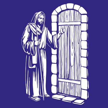 Man knocking on the door. Stock Vector - 91216822