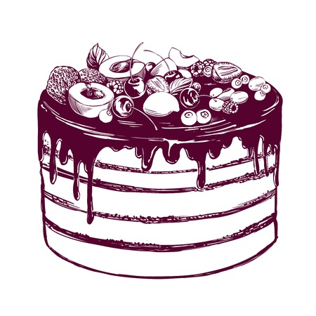 フルーツケーキ 誕生日 デザート 休日のシンボル 手描きベクトルイラストリアルスケッチ のイラスト素材 ベクタ Image フルーツケーキ 誕生日 デザート 休日のシンボル 手描きベクトルイラストリアルスケッチ のイラスト素材 ベクタ Image