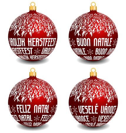 vector vector red christmas balls with dutch italian portuguese and czech language text merry christmas with snowy top part of balls with blending - How To Say Merry Christmas In Portuguese vector vector red christmas balls with dutch italian portuguese and czech language text merry christmas with snowy top part of balls with blending - How To Say Merry Christmas In Portuguese