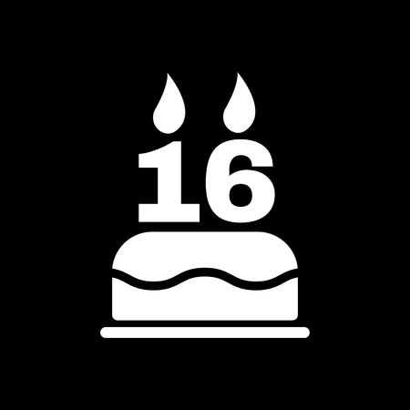 the birthday cake with candles in the form of number 16 icon i 1765 form