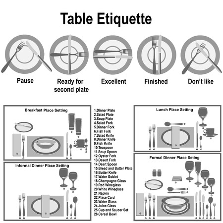 Detailed Illustration Of A Vintage Hand Drawn Place Setting Formal ... Detailed Illustration Of A Vintage Hand Drawn Place Setting Formal ...