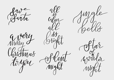 set of merry christmas and happy new year vintage hand drawn logos badges quotes - Merry Christmas Logos set of merry christmas and happy new year vintage hand drawn logos badges quotes - Merry Christmas Logos