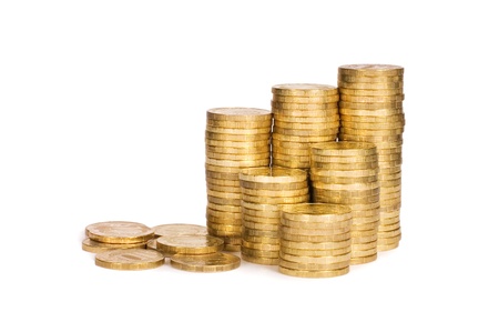 Gold coin: Đồng tiền vàng bị cô lập trên nền trắng