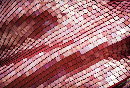 Detail of the futuristic red roof of the exhibition pavilion. Architectural element. - 51614632