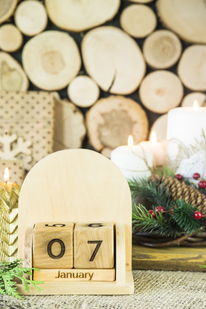 january 7 the date of orthodox christmas on a wooden calendar orthodox christmas date