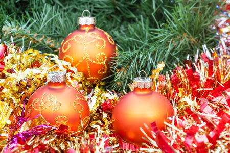 christmas still life few orange and yellow christmas balls orange christmas ornaments balls