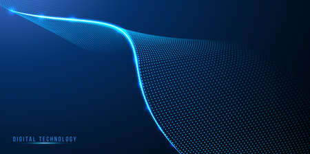 Vague de technologie numérique à partir de la conception de points de connexion, illustration de vecteur de lumière colorée qui coule dynamique isolé fond