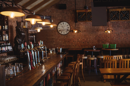 Empty bar counter at pub