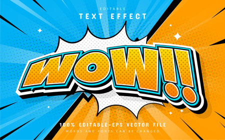 Wow text effect comic style Фото со стока