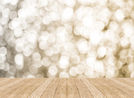 Empty Perspective Room With Sparkling Bokeh Wall And Wooden Plank FloorTemplate Mock Up For