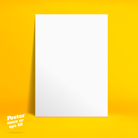 vector white paper poster in vivid yellow studio room template
