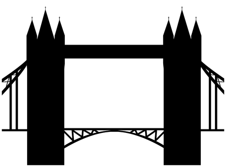 漫画タワー ブリッジのシルエットのイメージ ベクター グラフィックは 白い背景で隔離 のイラスト素材 ベクタ Image