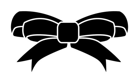 クリスマス プレゼントのシンボル デザインのリボン弓のシルエット ベクター グラフィックは 白い背景で隔離 のイラスト素材 ベクタ Image