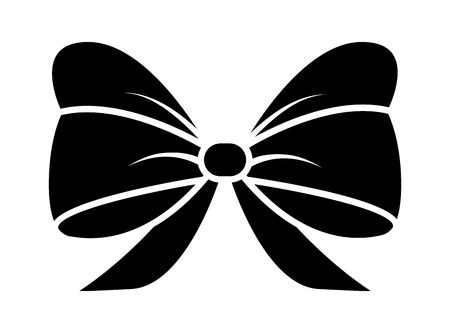 クリスマス プレゼントのシンボル デザインのリボン弓のシルエット ベクター グラフィックは 白い背景で隔離 のイラスト素材 ベクタ Image