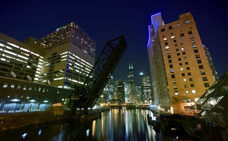 city lights chicago downtown chicago night time photography