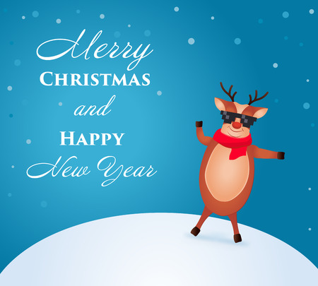 クリスマストナカイかわいいと面白いキャラクター鹿 クリスマスカードベクトルイラスト の写真素材 画像素材 Image