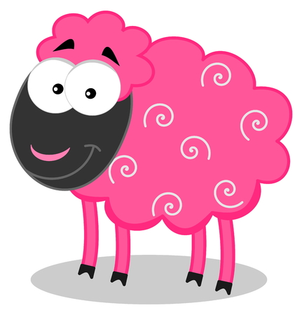 Smiling pink sheep Vector Illustration