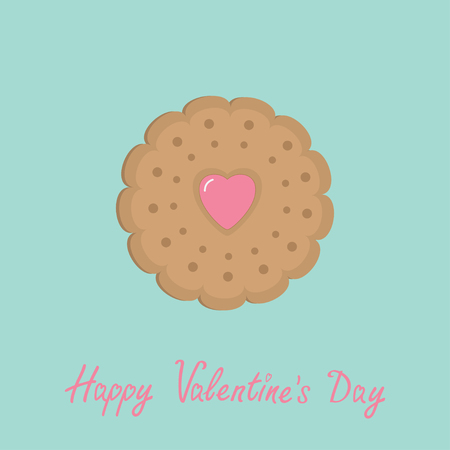 ピンクと青のハートと 2 つのビスケット クッキー クラッカー 幸せなバレンタインデー フラットなデザイン ベクトルの図 のイラスト素材 ベクタ Image