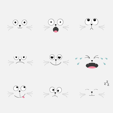 かわいいうんち絵文字を設定します 面白い漫画のキャラクター 感情のコレクションです 幸せな 驚いて 泣いて 悲しい怒り Pupping 白い背景 分離されました フラット デザイン ベクトル イラスト のイラスト素材 ベクタ Image