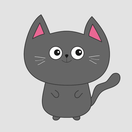 Gato Gris Contorno A Cabo El Corazon Rosado Me Encanta Texto Personaje Lindo Recogida De Animales Del Animal Del Kawaii Diseno Plano Ilustracion Vectorial Ilustraciones Vectoriales Clip Art Vectorizado Libre De Derechos