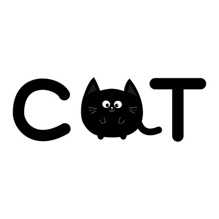猫の心のテキスト文字が大好きです 黒い猫頭顔輪郭シルエット アイコン ピクトグラムを行します かわいい面白い漫画のキャラクター キティ子猫のひげ赤ちゃんペット ホワイト バック グラウンド 孤立したフラット デザイン ベクトル のイラスト素材 ベクタ