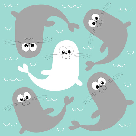 かわいいアザラシの赤ちゃんのコレクションのイラスト素材 ベクタ Image