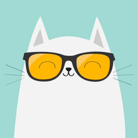 オレンジのサングラス眼鏡を身に着けている白い猫 黄色のレンズ かわいい漫画の面白いキャラクター 眼鏡の子猫 ファッション動物 青色の背景色 分離されました フラット デザイン ベクトル イラスト のイラスト素材 ベクタ Image オレンジのサングラス眼鏡を身に着けている白い猫 黄色のレンズ かわいい漫画の面白いキャラクター 眼鏡の子猫 ファッション動物 青色の背景色 分離されました フラット デザイン ベクトル イラスト のイラスト素材 ベクタ Image
