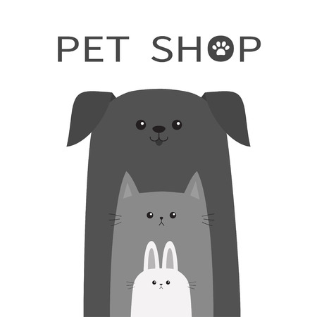 ペット ショップ アイコン 犬ネコ ウサギ ウサギ動物 ハッピー ペットを設定します あしあと 獣医のデザイン要素 かわいい 漫画の面白いキャラクター 永遠の友達 フラット 白い背景 分離されました ベクトル図 のイラスト素材 ベクタ Image