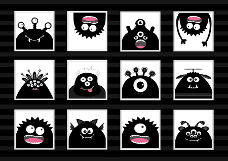 ハッピー ハロウィン カード カラフルなモンスターの大きなセット 怖いのかわいい漫画のキャラクター ベビー コレクション 黒の背景 分離されました フラットなデザイン ベクトルの図 のイラスト素材 ベクタ Image ハッピー ハロウィン カード カラフルなモンスターの大きなセット 怖いのかわいい漫画のキャラクター ベビー コレクション 黒の背景 分離されました フラットなデザイン ベクトルの図 のイラスト素材 ベクタ Image