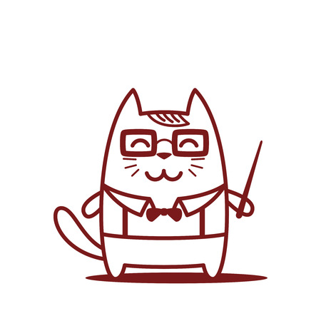 先生がキャラクター サスペンダー ライン アートのビジネス スーツ。猫