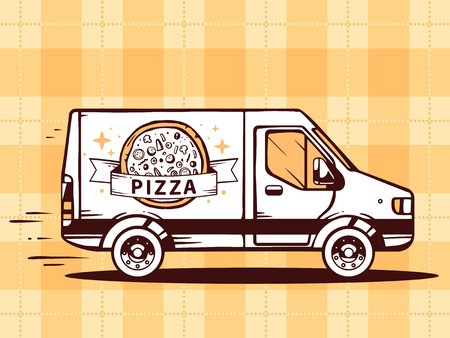 トラックのイラスト無料でお客様にピザを提供する迅速な のイラスト素材 ベクタ Image トラックのイラスト無料でお客様にピザを提供する迅速な のイラスト素材 ベクタ Image