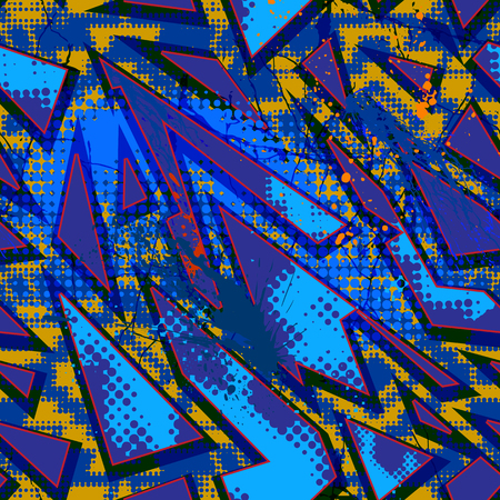 Graffiti Stylized Seamless Pattern With Cracks Splashes And Half Tone Effect Bright Colored Vector Graffiti Stylized Seamless Pattern With Cracks Splashes And Half Tone Effect Bright Colored Vector