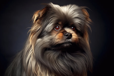 シーズーの子犬の白黒画は、最小限のレタッチとzbrushのスタイルで作成